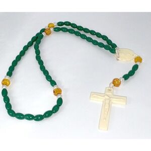 Dark Green Catholic‎ Rosary Beads  – 19" Plastic Prayer Rosary Children